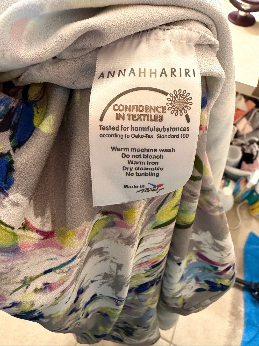 NWT Annahhariri Floral Long Sleeve Belted Maxi Dress in Gray - Picture 12 of 12
